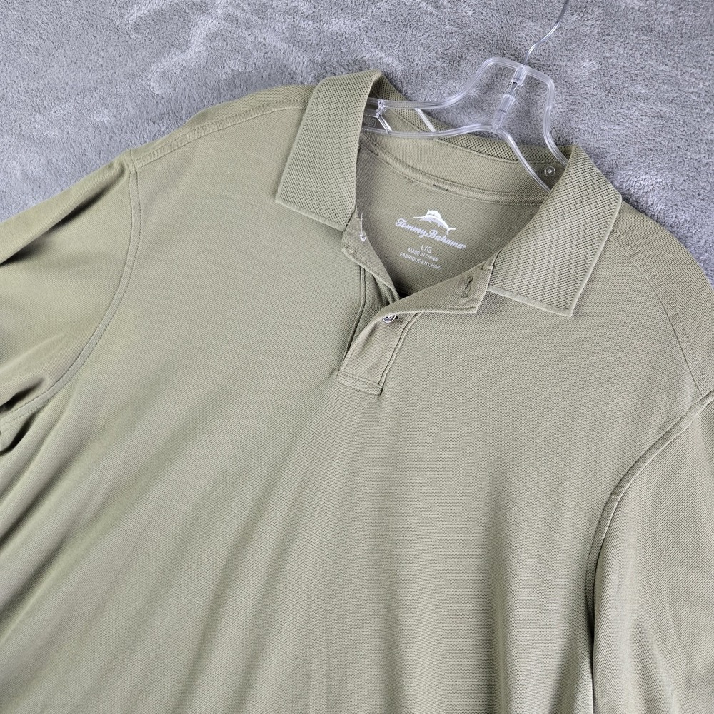 Tommy Bahama Polo Shirt Mens Large Olive Green Short Sleeve Casual Golf Rugby